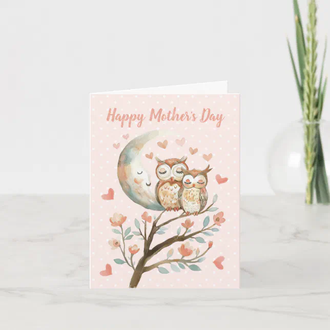Cute Owls Mom And Baby Love Mothers Day Card