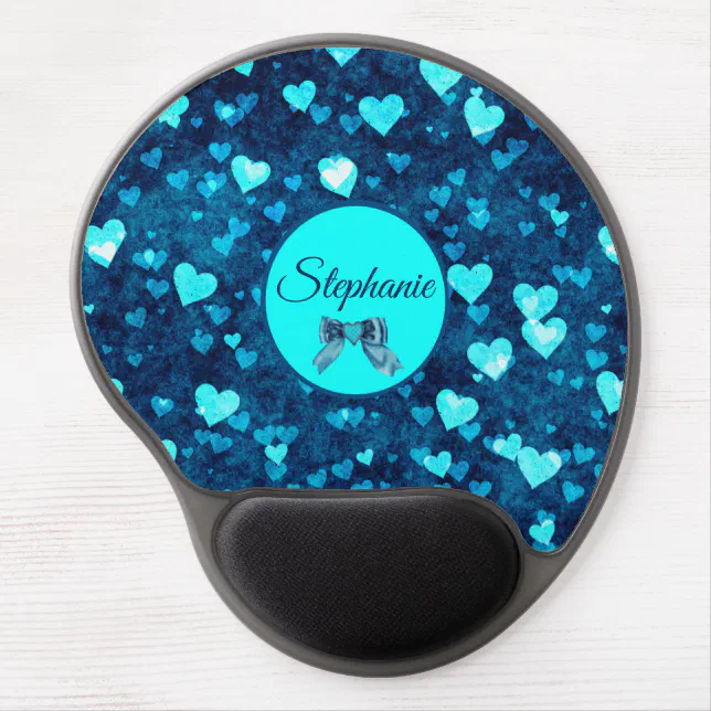 Vivid Blue Hearts Gel Mouse Pad