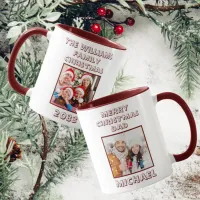 Dad Family Christmas Photo Maroon & White  Mug