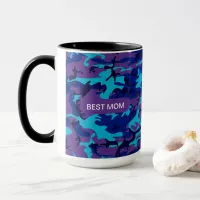 Best Mom Camouflage Dark Blue & Purple Pattern Mug