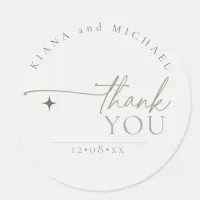 Chic Neutrals Wedding Thank You Powder ID1020 Classic Round Sticker