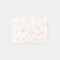 Soft Delicate Pink and Green Watercolor Flowers Post-it Notes