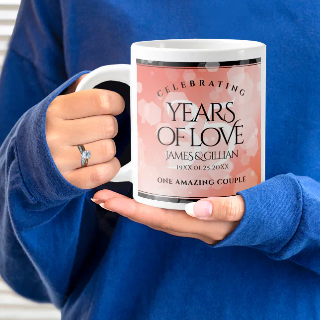 Elegant 35th Coral Wedding Anniversary Celebration Giant Coffee Mug