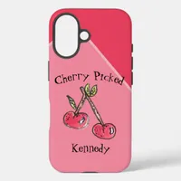 Cherry Pink Modern Teen Name Colorful Fun Summer iPhone 16 Case