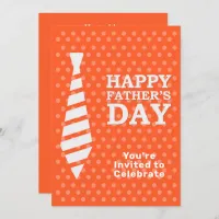 Fathers Day White Tie Orange Dots Dinner Party Invitation
