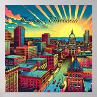 Madison, Wisconsin City Skyline at Sunset Poster