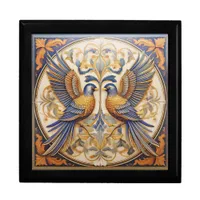 Elegant Art Nouveau Birds Pat#21 Blue Gold ID1078 Gift Box