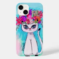 Colorful Cat Fun Spring Flower Cute Inspirational