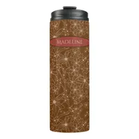 Country Flowers Hand Drawn Pattern Brown Rustic Thermal Tumbler