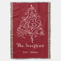 White Christmas Tree on Red Throw Blanket