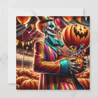 Scary Clown with Jack O' Lantern Halloween Invitation