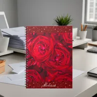 Red rose blossoms with dewdrops - photography,  notebook