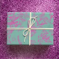 Hot Pink & Turquoise Wildflower Line Art  Wrapping Paper Sheets