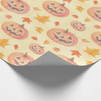 Kids Sketch Soft Pastel Autumn Halloween Pumpkin  Wrapping Paper