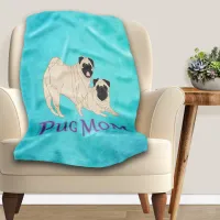 Pug Mom Two Fawn Pugs Dog Lover Fleece Blanket