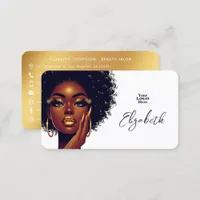 Melanin Glam Salon Branding with Bold Afro Style Business Card