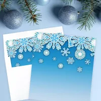 Blue and White Winter Snowflakes Xmas Holidays Envelope Liner