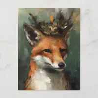 Fairytale Red Fox in a Crown Postcard