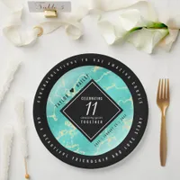 Elegant 11th Turquoise Wedding Anniversary Paper Plates