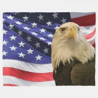 American Bald Eagle and Flag Fleece Blanket
