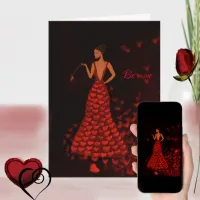 Woman in Red Dress Valentine's Day Card