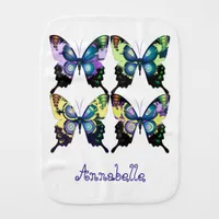 Aqua, Pink, and Yellow -  Elegant Butterflies Baby Burp Cloth