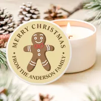 Gingerbread Man Yellow Merry Christmas Mini Candle Favors