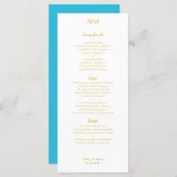 Gold Aqua Wedding Menu