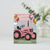 Cute Pink Tractor Birthday Card