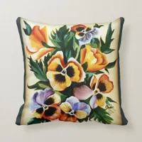 Exotic Multicolored Pansies Throw Pillow