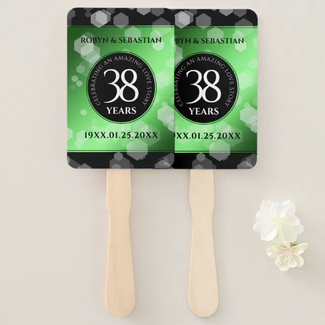 Elegant 38th Emerald Wedding Anniversary Hand Fan