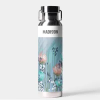 Trendy Modern Personalized Floral Water Bottle