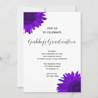 Purple Pop Art Flower Graduation Party Invitation