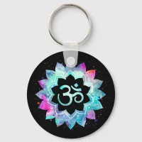 *~* OM Symbol Lotus Watercolor  Mandala Keychain