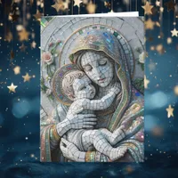 Virgin Mary and Baby Jesus | Mosaic Statue Card