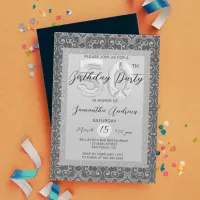 Elegant Silver Glitter 50th Birthday Invitation