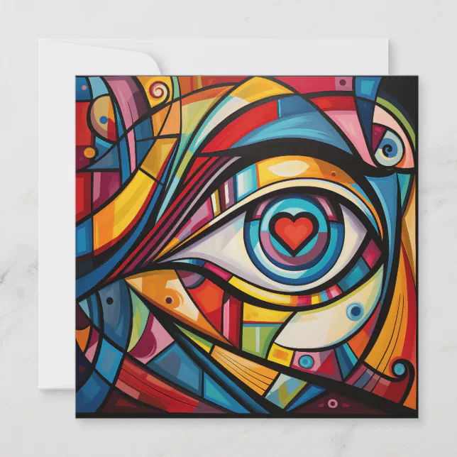 Valentine Heart Eye Abstract Art Card