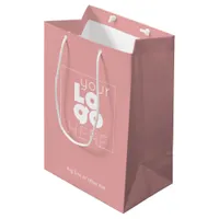 Medium Company Logo Pink Paper Shopping Bag