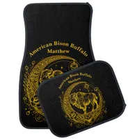 Bison Standing in a Floral Crescent Moon Design Car Floor Mat