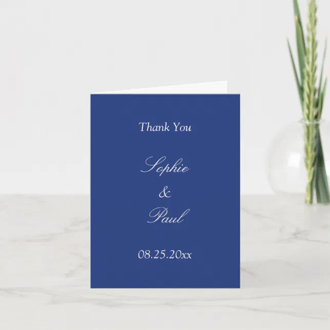 Dark Blue Wedding Thank You Card