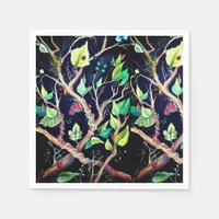 Watercolor Foliage and Butterflies Artwork Paper Napkins