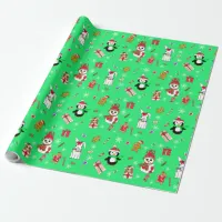 Festive Holiday Christmas Penguin, Snowmen, Candy Wrapping Paper