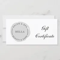 Minimal Modern Gray Salon Spa Gift Certificate