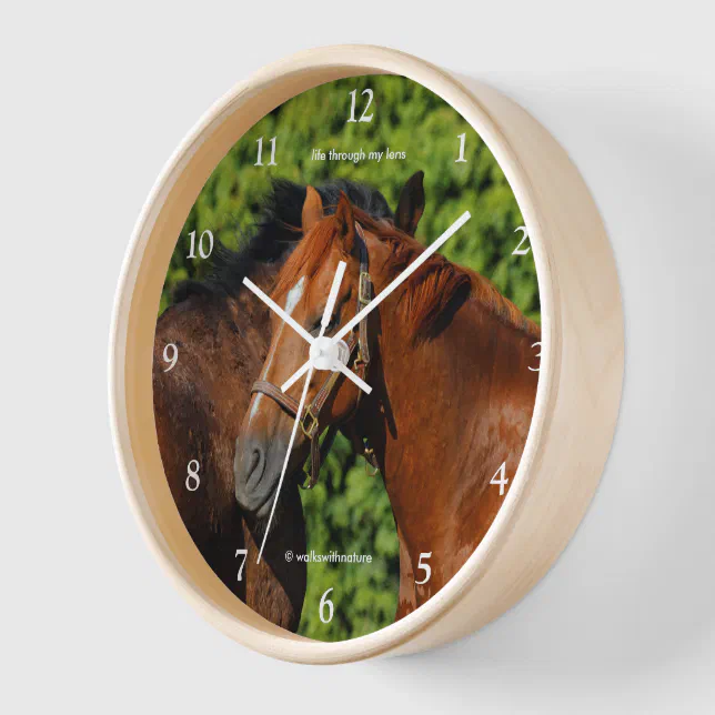 Two Beautiful Chestnut Horses in the Sun Wall Clock