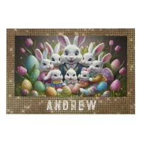 *~* Easter Bunny Family Portrait Personalize TV1 Faux Canvas Print