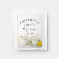 Tea Cup with Yellow Daisies Baby is Brewing Shower Tea Bag Drink Mix