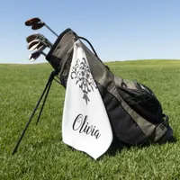 Elegant Vintage Black & White Damask Personalized Golf Towel