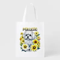 Maltese Watercolor Ai Art for Dog Owners Grocery Bag