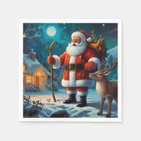 Joyful winter Christmas celebration scene Napkins