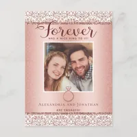 Rose Gold Engagement Announcement Postcard